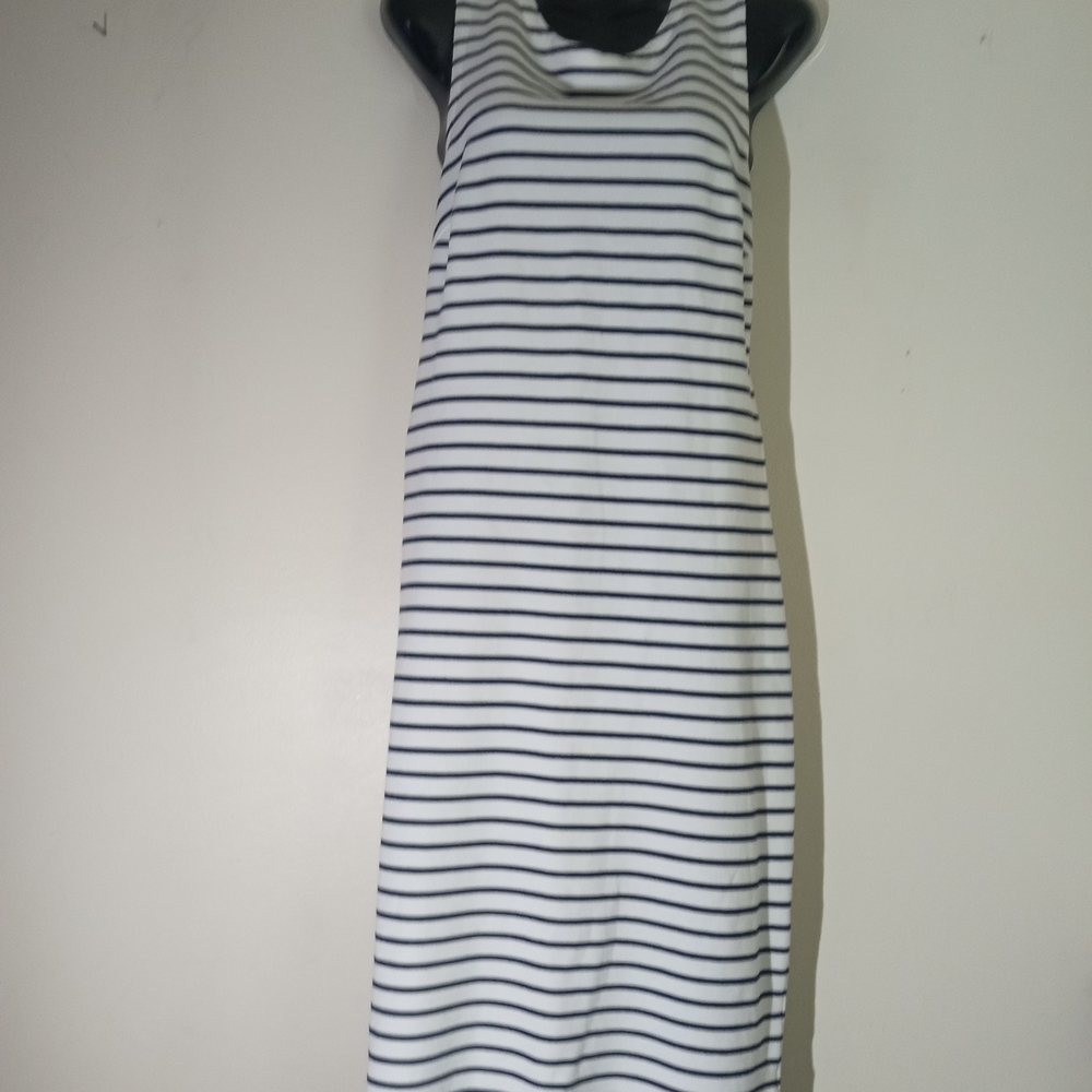 Tommy Hilfiger White and Navy Striped Sleeveless Maxi Dress